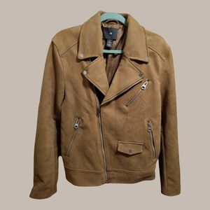 H&M Men's Brown Suede Biker Jacket